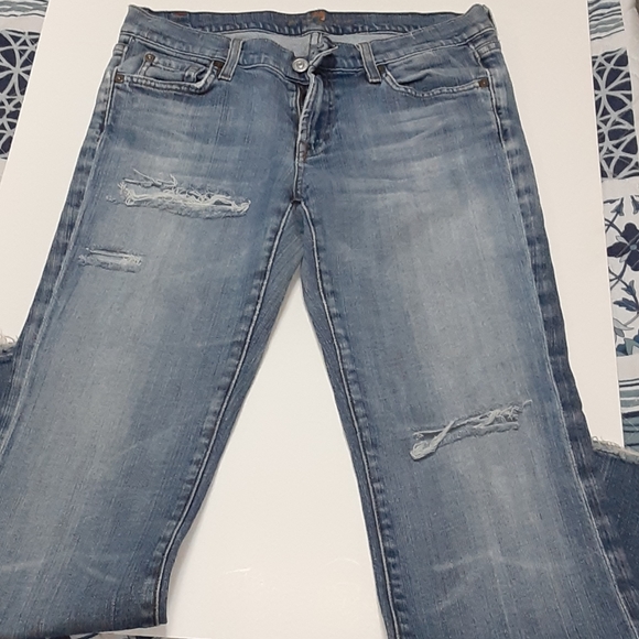 7 for all mankind distressed flare jeans - Picture 2 of 5